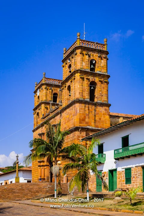 Barichara, Colombia - Front Of The Historic Cathedral On The 300 Year Old Plaza