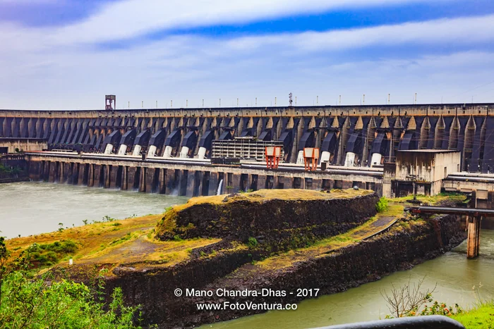 The Itaipu Dam located between Brazil and Paraguay. South America.