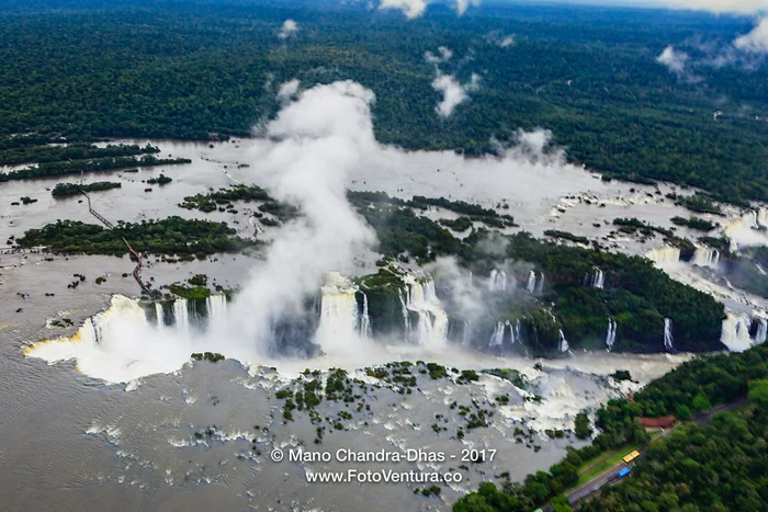 Brazil and Argentina - Aerial view of famous Iguacu Falls
