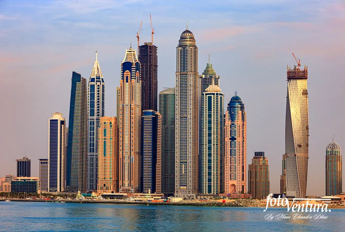 Dubai Marina – Viewed from the sea at sunset
