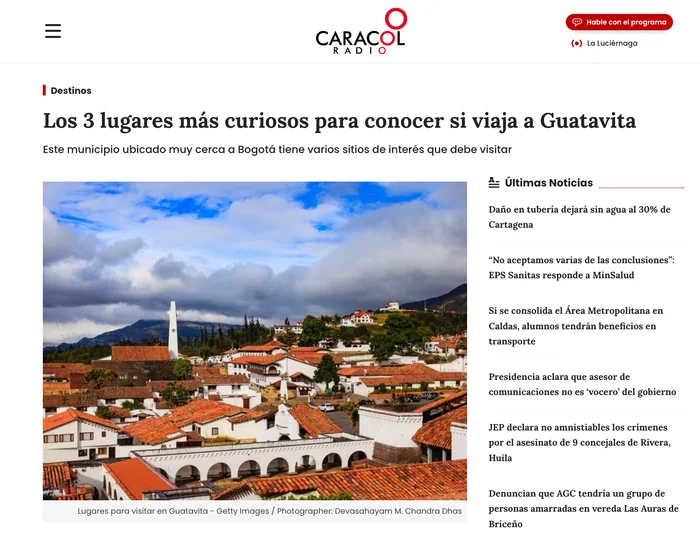 Sitio web de Caracol Radio, Colombia.
