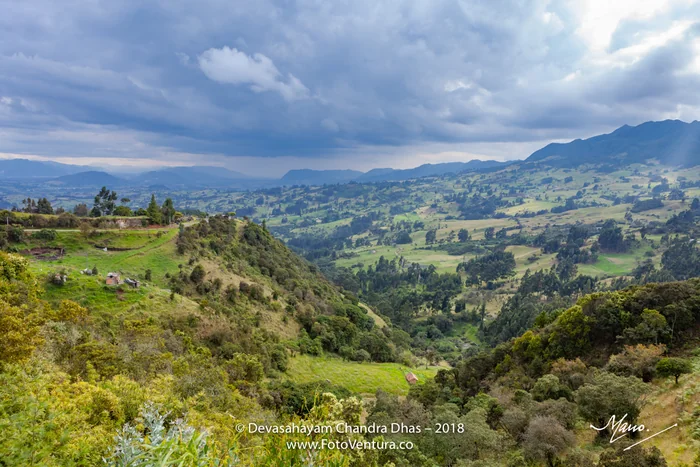 Colombia, South America - View Of A Valley High Up On The Andes Mountains At An Elevation Of About 10,000 Feet Above Mean Sea Level, In The Department Of Cundinamarca; Nature Background