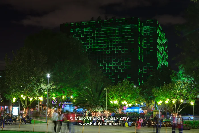 Christmas in Colombia - Decorative LED Lights in Parque De La Noventa Y Tres In The Andean Capital City of Bogotá