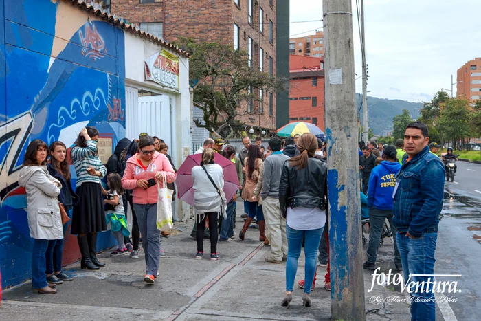 Colombia - The Historic Peace Referendum on the Peace Accord with FARC. People Outside a Polling Centre
