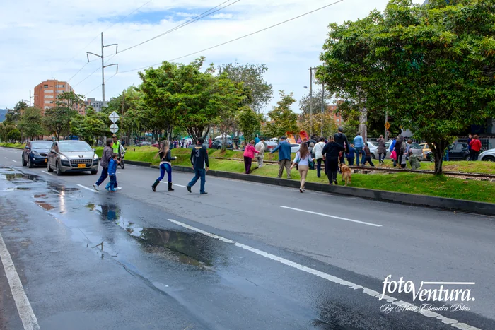 Colombia - The Historic Peace Referendum - A Policeman has Stopped Traffic on Carrera Novena to Facilitate Voters Crossing the Road