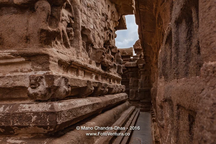 Mahabalipuram, Tamil Nadu, India - The 8th Century Granite Shore Temple Circumambulatory Passage