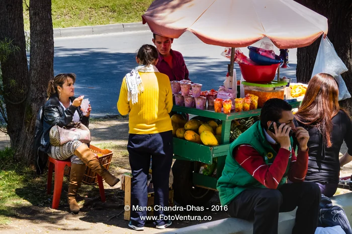 Boogotá, Colombia - Street Vendor Selling Fruit and Juices