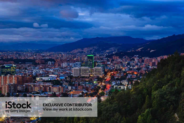 Barrio Usaquén at night in Bogotá, Colombia
