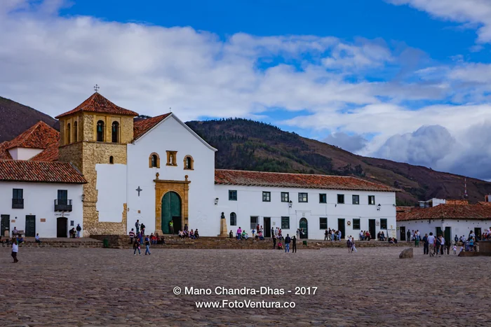 Colombia, South America - Church On Cobblestoned Main Square of 16th Century Villa de Leyva