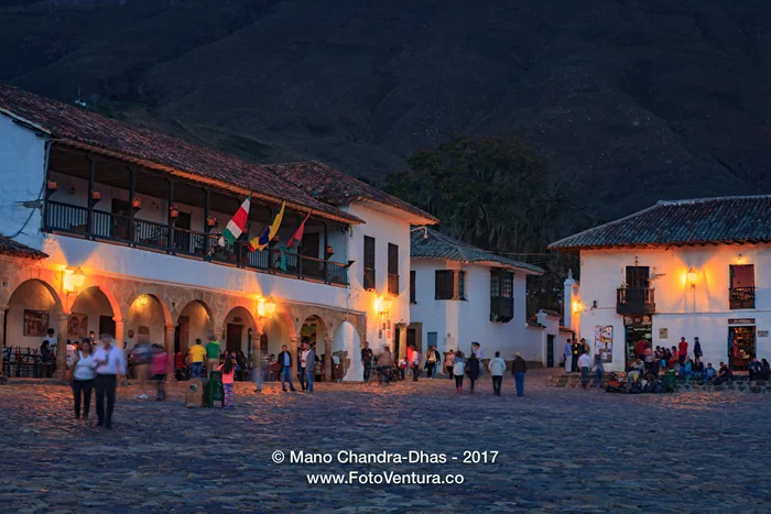 Colombia, South America - Looking Towards The Eastern Corner Of The Cobblestoned Main Square In Villa de Leyva