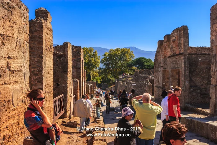 Pompeii, Italy - Tourists at the ancient ruined city