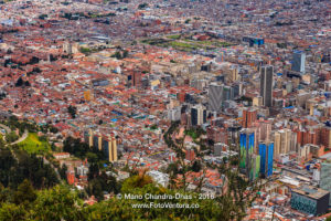 Bogota, Colombia - view of capital city downtown from Monserrate