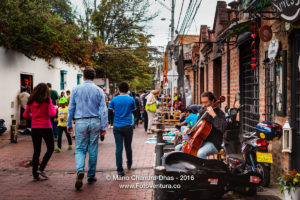 Bogota, Colombia - musician plays the Cello by the roadside.