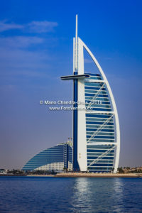 Dubai, UAE: The Burj Al Arab and Jumeirah Beach Hotels.