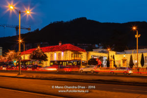 Bogota, Colombia: light trails and Christmas lights on the Andes
