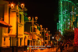 Bogotá, Colombia: Christmas lights on Plaza Usaquén