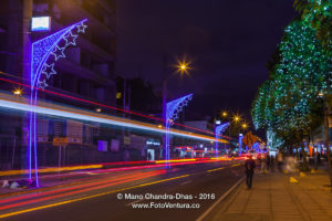 Bogota, Colombia, South America - Christmas lights on Carrera Quinze
