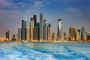 Dubai, UAE - Luxurious Marina Towers, Late Afternoon Offshore View