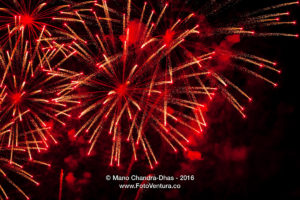 Red, Gold Stardust Fireworks in the Skies, Dubai New Year