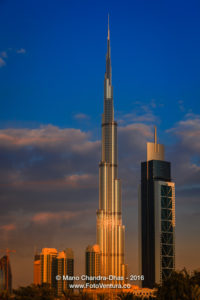 Dubai, UAE: Setting Sun Turns Skyline to Silver and Gold