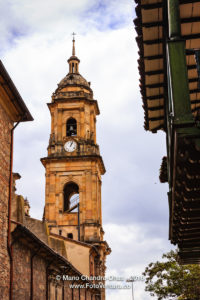 Bogota, Colombia: Looking Upwards at Belfry of Cathedral Primada