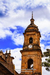 Bogota, Colombia: Looking Upwards at Belfry of Cathedral Primada