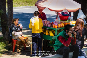 Bogotá, Colombia - roadside fruit vendor, sells fresh fruit.