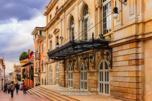 Bogota, Colombia: Calle 10 and Teatro Colón on overcast day