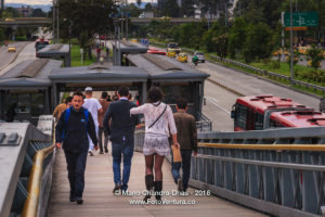 Bogotá, Colombia - TransMilenio station, Salitre El Greco on no-car day.
