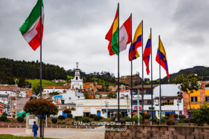 Colombia, Zipaquirá: Looking from Independence Square to Chapel on hill