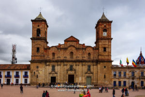 Colombia - people, historic Zipaquira town square and church