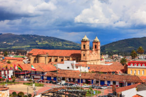 Colombia - Looking across Independence Square in Zipaquirá to the Church on the Main Square
