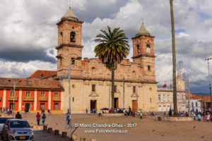 Colombia - The Church on the Main Square in the Andean Town of Zipaquirá in the Afternoon Sunlight