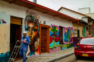 Bogota, Colombia - Traffic Drives Past Brightly Painted Walls in Historic La Candelaria ©Mano Chandra Dhas