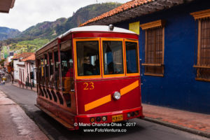 Bogotá Colombia - A Tourist Bus, modelled on the Old Tram in La Candelaria ©Mano Chandra Dhas