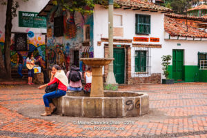 Bogota, Colombia - Visitors on Plaza del Chorro de Quevedo in La Candelaria ©Mano Chandra Dhas