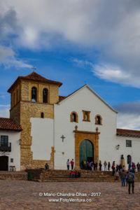Colombia, South America - Belfry And Entrance to Church On Main Square Of 16th Century Villa de Leyva