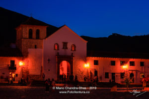 Colombia, South America - Church On The Plaza Mayor Of The Historic 16th Century Andean Town of Villa de Leyva, In The Boyacá Department At Twilight Time