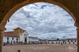 Colombia, South America - Church On Main Square Of The Historic 16th Century Town of Villa de Leyva As Viewed from The Northern Corner In Morning Sunlight