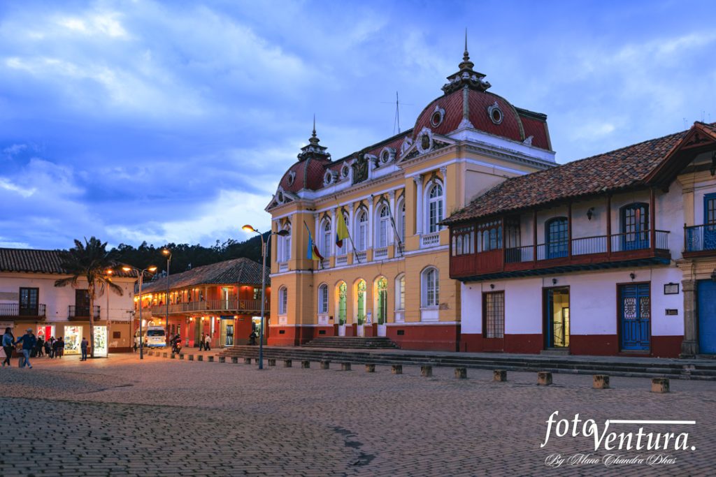 Travel Stock Photos of Colombia – Beyond Bogotá 2 Zipaquirá, Colombia - A Corner Of The Main Town Square With Town Hall to the RIght. Colonial Style Buildings