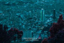 Bogota, Colombia - Downtown District Viewed From The Andean Peak Of Monserrate After Sunset