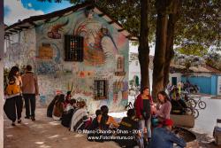 Bogota, Colombia - Local Colombian People and a Few Tourists Enjoy The Chorro de Quevedo