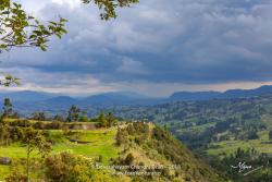 Colombia, South America - Road On The Andes Mountains At An Elevation Of About 10,000 Feet Above Mean Sea Level, In The Department Of Cundinamarca; Nature Background And Overcast Sky