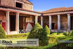 Pompeii, Italy - A Large, Ruined, Luxury Villa Now Reconstructed To Give Visitors An Idea Of What It May Have Looked Like Before The Last Great Volcanic Eruption Of Mount Vesuvius In 79 AD.
