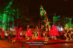 Christmas In Colombia - LED Illumination Of Artificial Modern Christmas Tree On The Usaquén Town Square In The Andean Capital City Of Bogotá