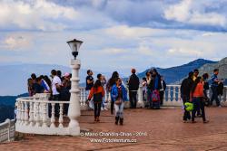 Bogotá, Colombia . Sunday Morning Visitors at the Peak of Guadalupe on the Andes Mountains.